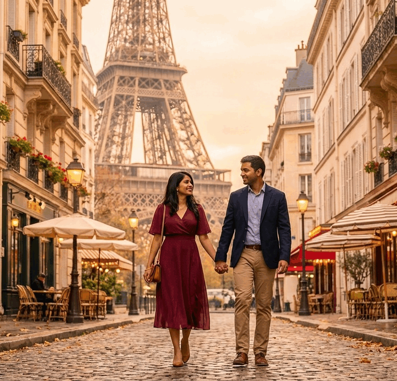 Romantic Paris Street Scene