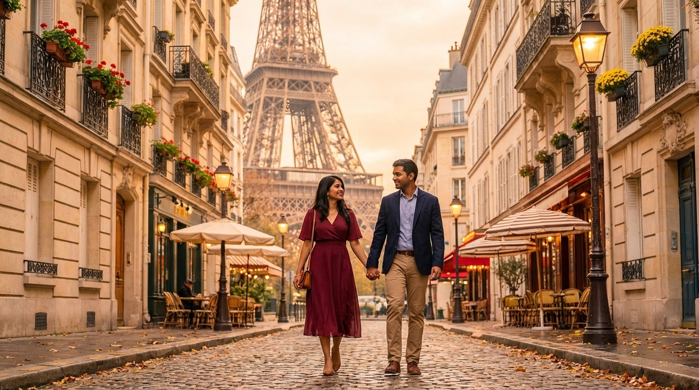 Romantic Paris Street Scene