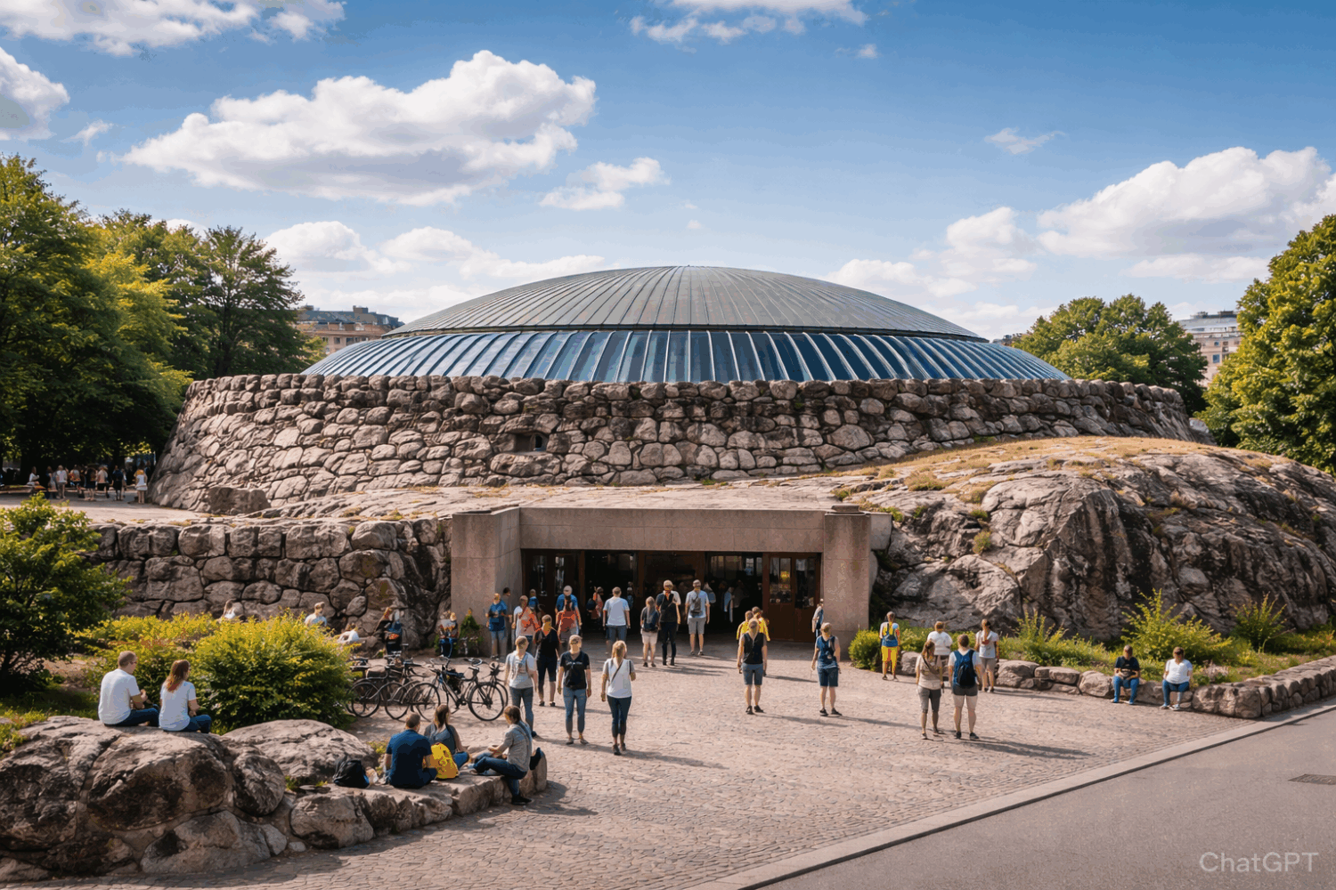 Temppeliaukio Church on a sunny day