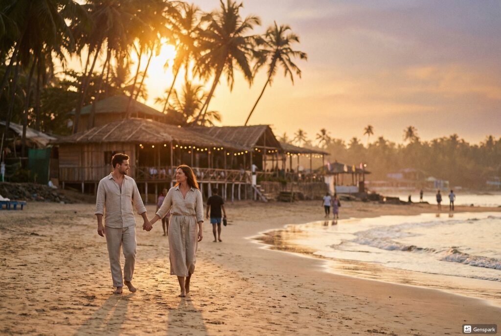 couple at Goa beach during sunset