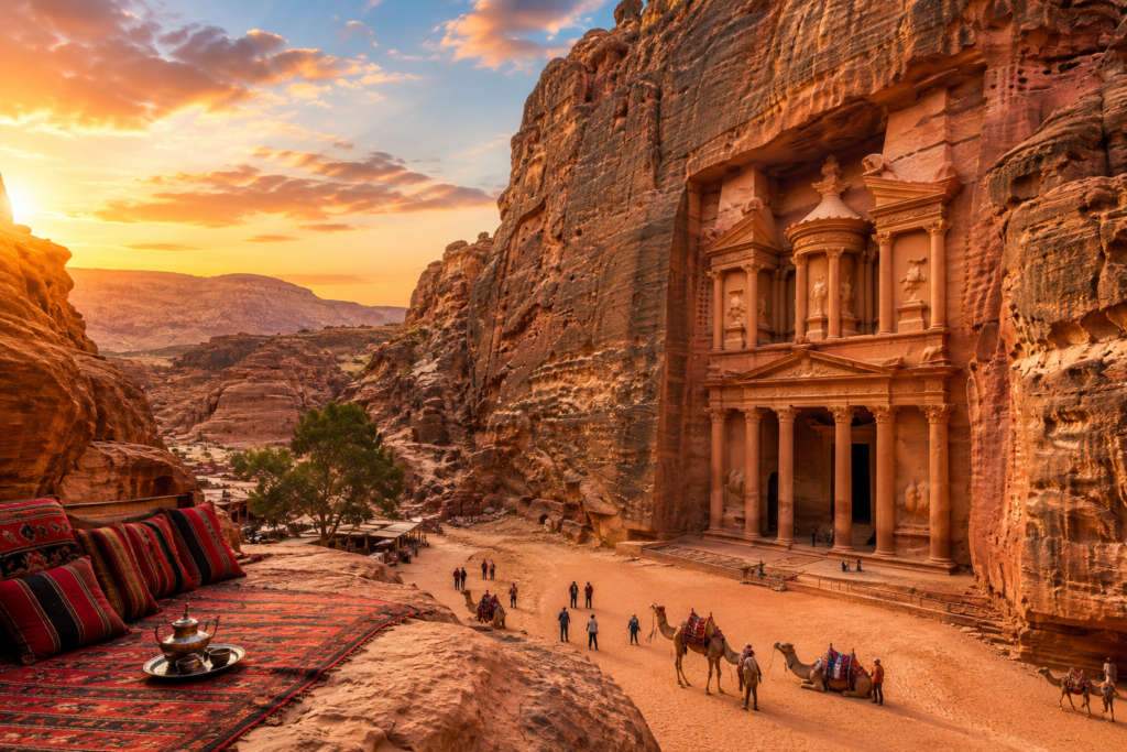 Petra Treasury at Golden Sunset - Jordan